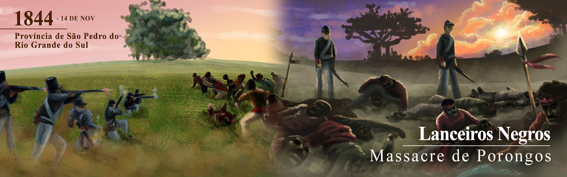 Arte completa sobre os Lanceiros Negros e o Massacre de Porongos